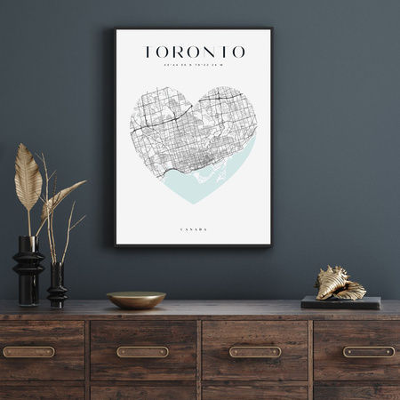 Poster Toronto city map heart 40X50 cm + gold frame