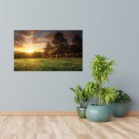 Canvas Print Sun Landscape Rural Trees Meadow 100x80 cm