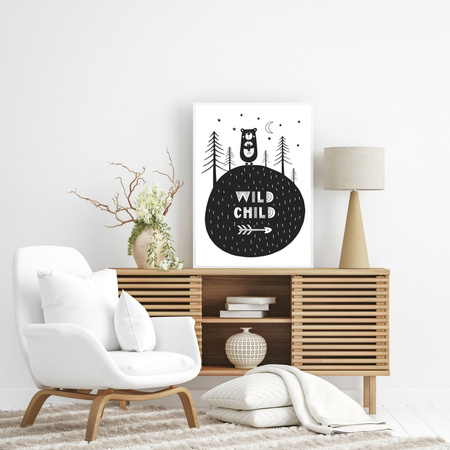 Wild child poster 40X50 cm + gold frame