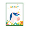 Children's Unicorn poster 40X50 cm + green frame