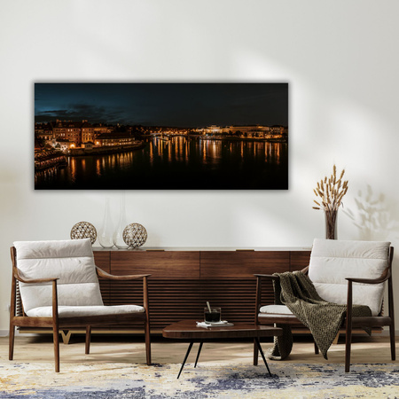 Canvas Print Architecture Prague at Night 120X40 cm