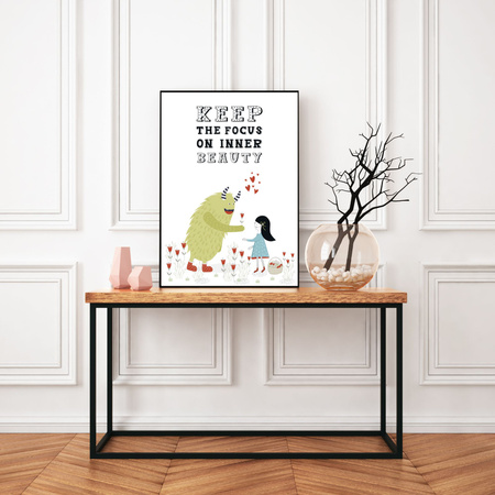 Children's poster Keep the focus on inner beauty 50X70 cm + gold frame