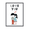 Children's poster Love you 24X30 cm + gray stone frame