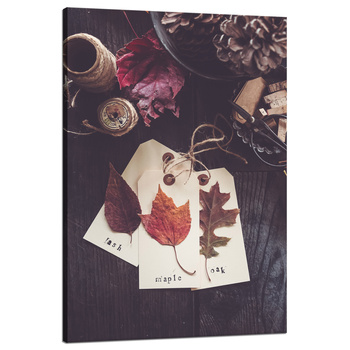 Canvas Print Oak Maple Leaves Retro Vintage 80x120