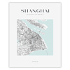 Poster Shanghai city map square 40X50 cm + gold frame