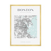Poster Boston city map square 40X50 cm + gold frame