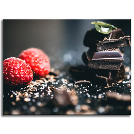 Canvas print Kitchen Raspberries with chocolate 40x30 cm