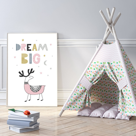 Poster Children's Dream big 40X50 cm + gold frame