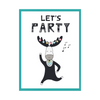 Let's party Birthday Poster 40X50 cm + turquoise sea frame