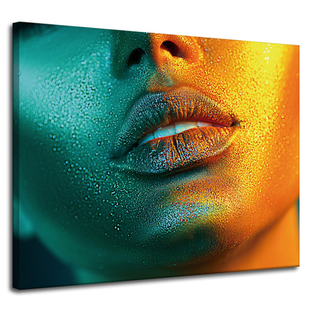 Canvas Print Golden Face Water Drops on Body 100x80 cm