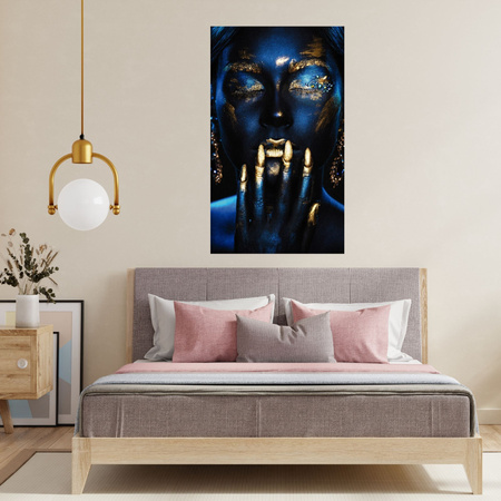 Canvas Print Posing Woman Golden Fingers Art 80x120 cm