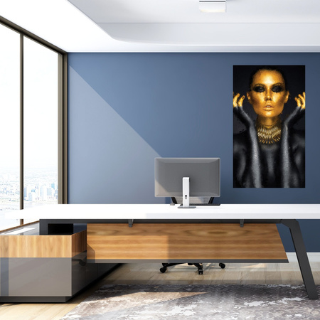 Canvas Print Woman Golden Face and Fingers 80x120 cm