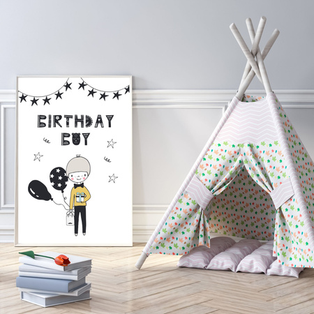 Birthday poster Birthday guy 50X70 cm + gray stone frame