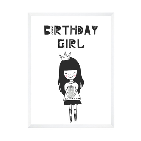Birthday Poster Birthday girl 50X70 cm + white frame
