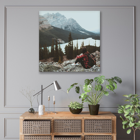 Canvas Print People Mountains Woman on the Trail 90x90