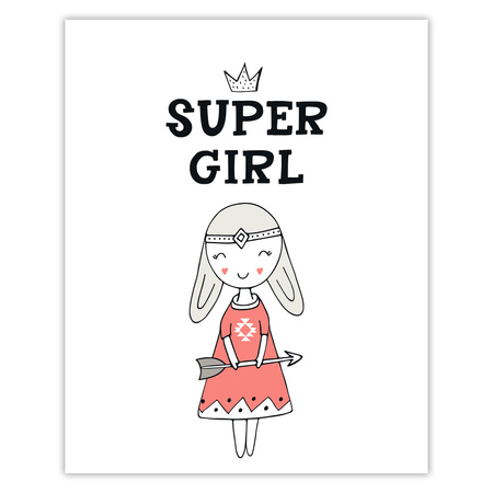 Children's Super girl poster 40X50 cm + silver frame