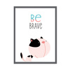 Children's poster Kitten be brave 40X50 cm + stone gray frame