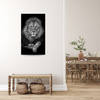 Canvas Print Gray Lion Face Pose King 80x120 cm