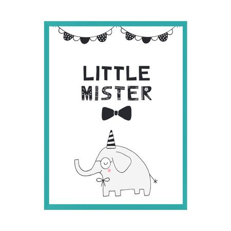 Little mister Birthday Poster 30X40 cm + turquoise sea frame