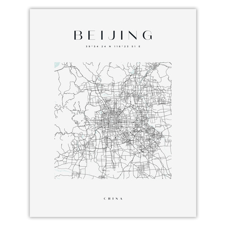 Poster Beijing city map square 40X50 cm + gold frame