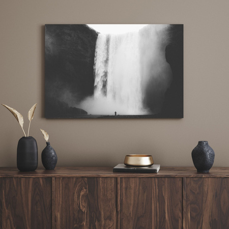 Canvas Print Black and White Waterfall 40x30 cm