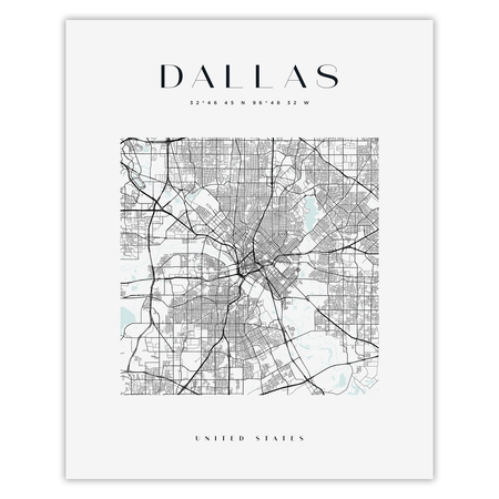 Poster Dallas city map square 40X50 cm + gold frame