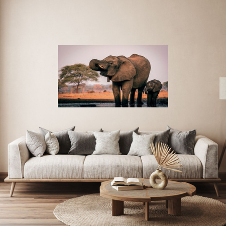 Canvas Print Elephants in Water Africa Nature 100x80 cm