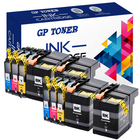 Set of 10x replacement inks for Brother LC-525 DCP-J100 GP-B529 CMYKK x2
