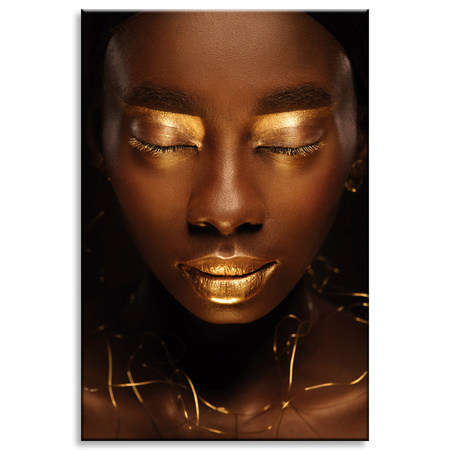 Canvas Print Woman Face Golden Elements 80x120 cm