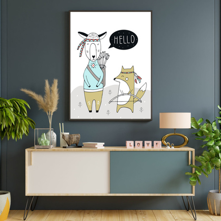 Children's Hello poster 40X50 cm + gold frame