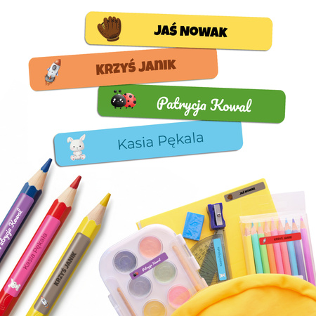 Personalized Waterproof Name Stickers for Kindergarten and School 55x8 mm