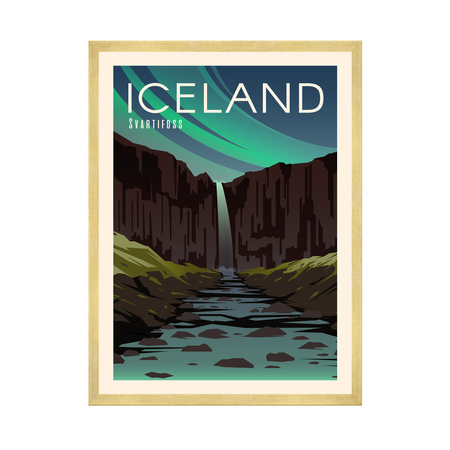 Poster Country of Iceland 40X50 cm + gold frame