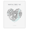 Poster Montreal city map heart 40X50 cm + gold frame