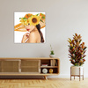 Canvas Print Summer Woman Beauty Hat Flowers 90X90 cm
