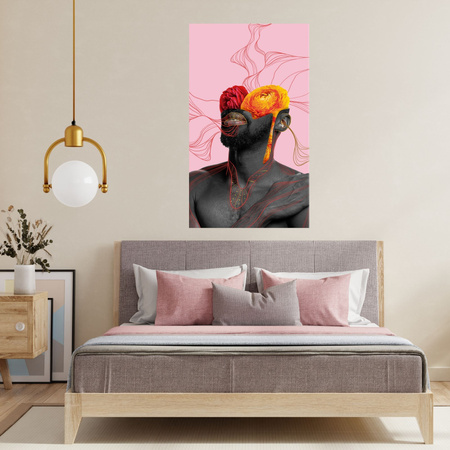Canvas Print Black Man Flowers Nature 80x120 cm