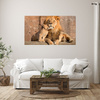 Canvas Print Lion and Lion Cub Nature Rocks Light 100x80 cm