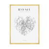 Poster Rome city map heart 40X50 cm + gold frame