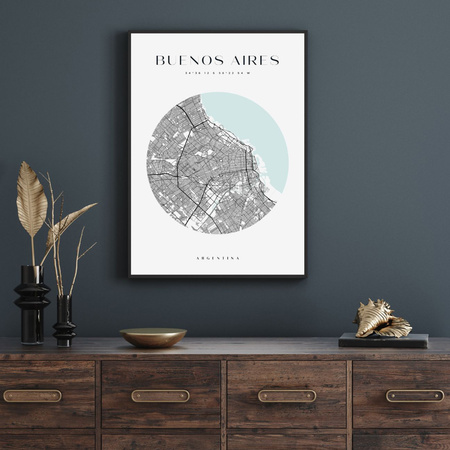 Poster Buenos Aires city map circle 40X50 cm + gold frame