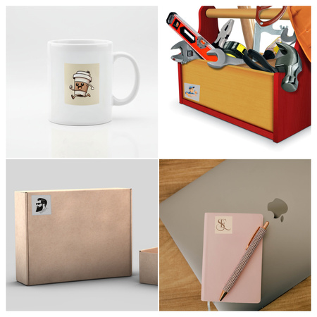 STICKERS with LOGO Square with print Waterproof Text Photo 40x40 mm