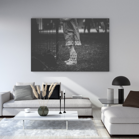 Canvas Print Black and White Wellington Boots 40x30 cm