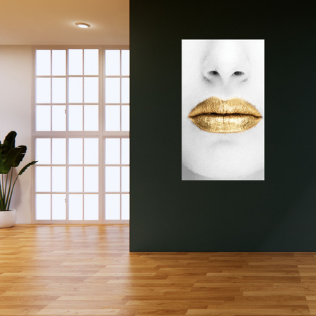 Canvas Print White Face Golden Lips Art 80x120 cm