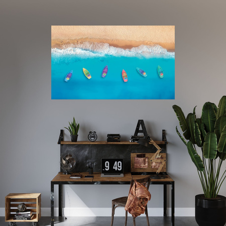 Canvas Print Boats on the Shore Sand Water 100x80 cm
