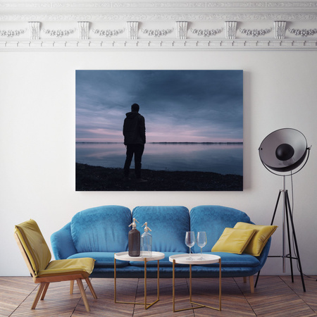 Canvas Print Nature Landscape Lake Man 40x30 cm