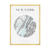 Poster Map of New York city circle 40X50 cm + gold frame