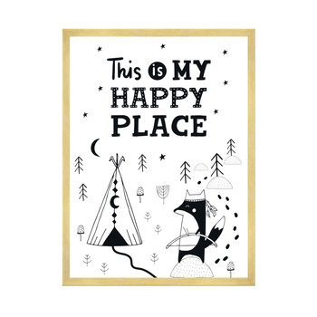 Children's poster This is my happy place 40X50 cm + gold frame