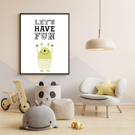 Children's poster Let's have fun 40X50 cm + gold frame