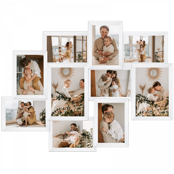 Multiframe for 10 photos, white color gallery