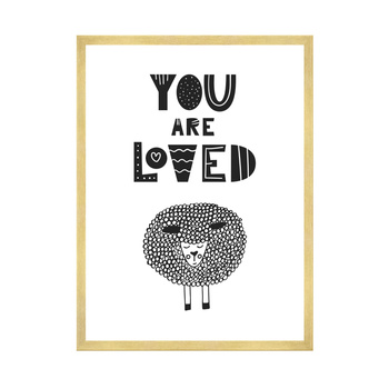 Children's poster You are loved 40X50 cm + gold frame