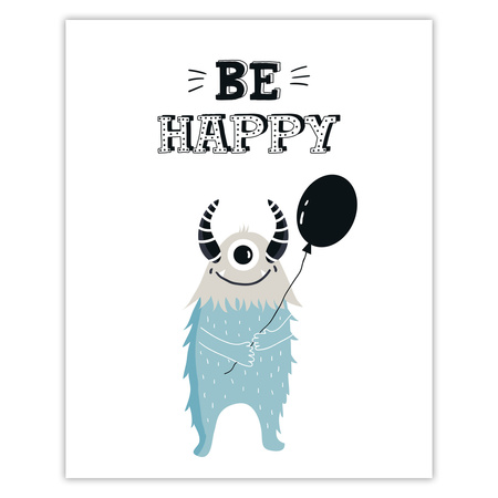 Children's Be Happy poster 40X50 cm + gold frame