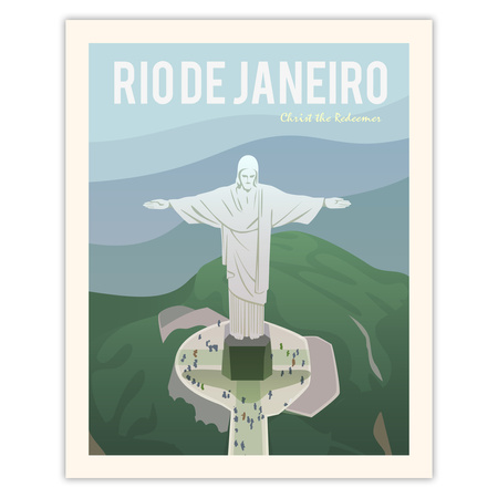 Poster of the City of Rio De Janeiro 40X50 cm + gold frame